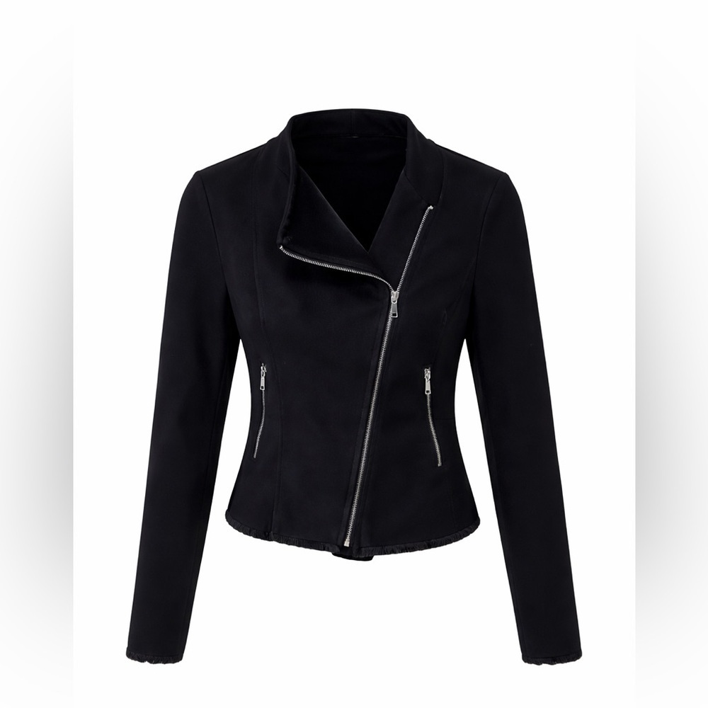 Zara Trafaluc black fur lined jacket, small